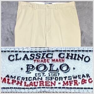 Polo Ralph Lauren REAL CHINO 90s PANT Mens 38X31 Kahaki Classic Fit Cotton Twill